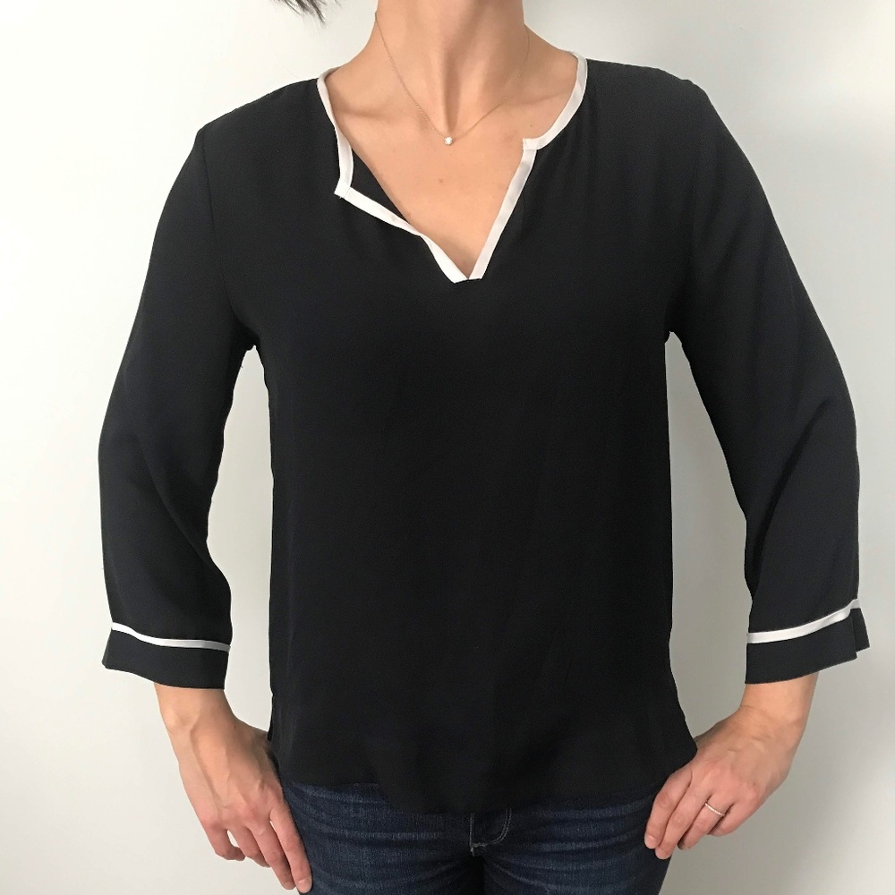 Banana Republic Navy Blue Tunic with White Trim
